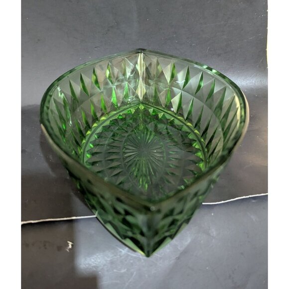 Jeannette Glass Uranium Green Boat Dish Diamond Pattern Windsor 1930s Vintage - Picture 5 of 8